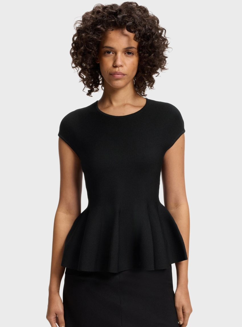 HUGO Slim-Fit Sweater With Peplum Hem Siefata - Black
