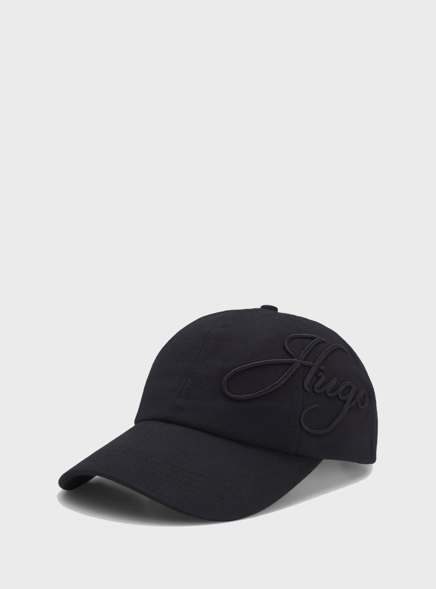 HUGO Logo-Embroidered Cap In Cotton Twill Angye - Black