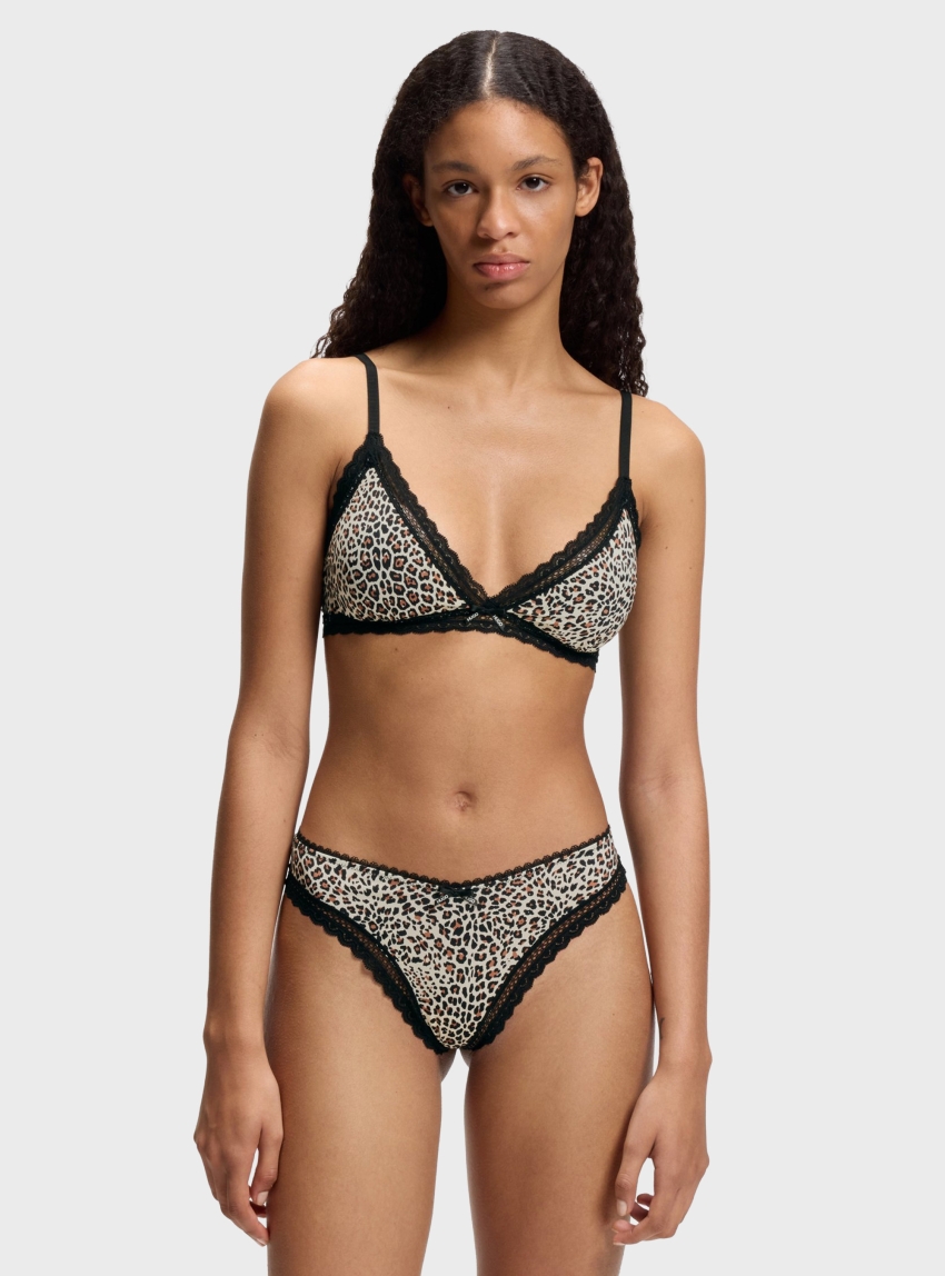 HUGO Triangle Bra With Lace Trims TRIANGLE UNIQUE - Animal Print