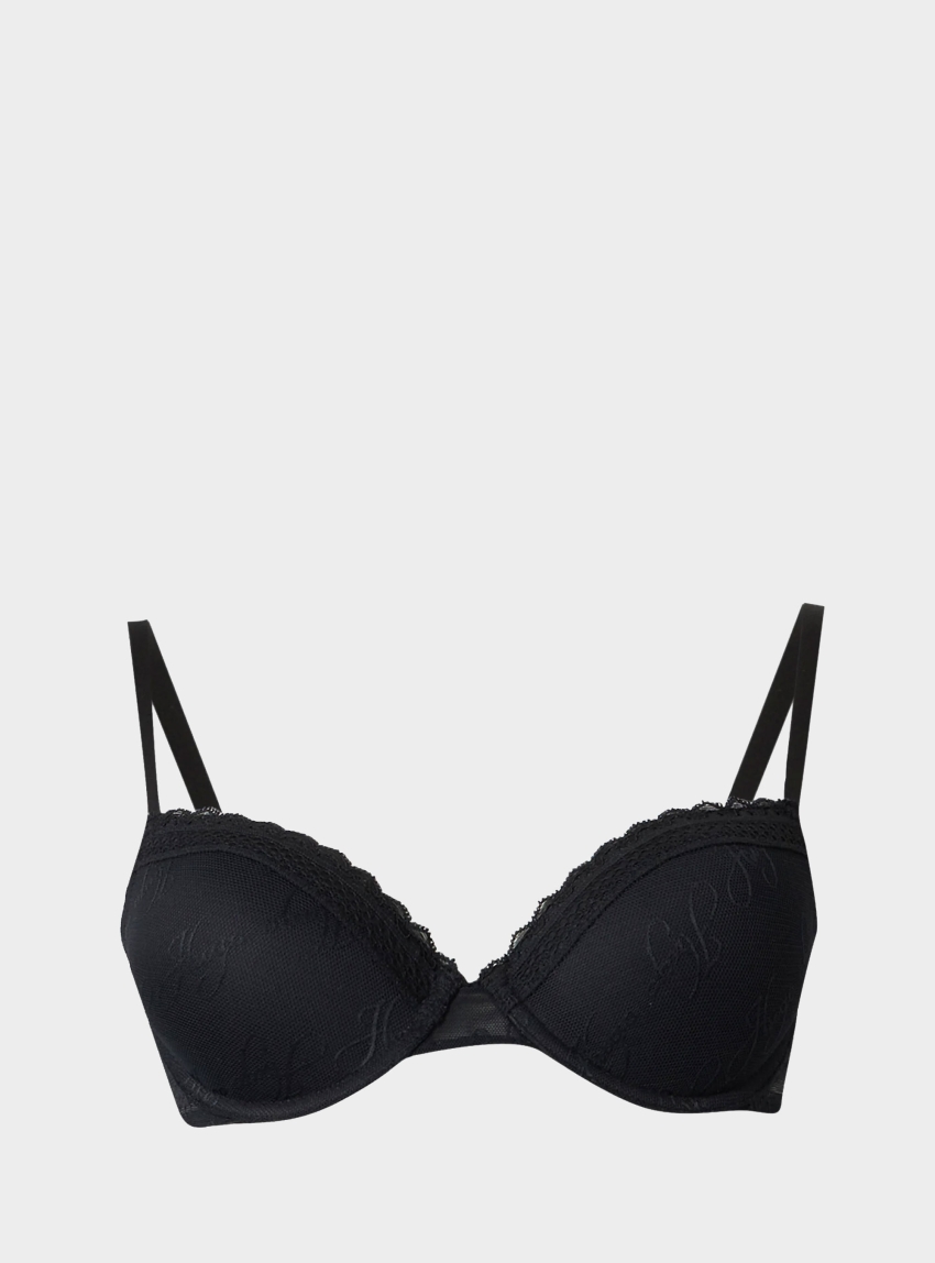 HUGO Triangle Bra With Lace Trims LACY TRIANGLE P - Black