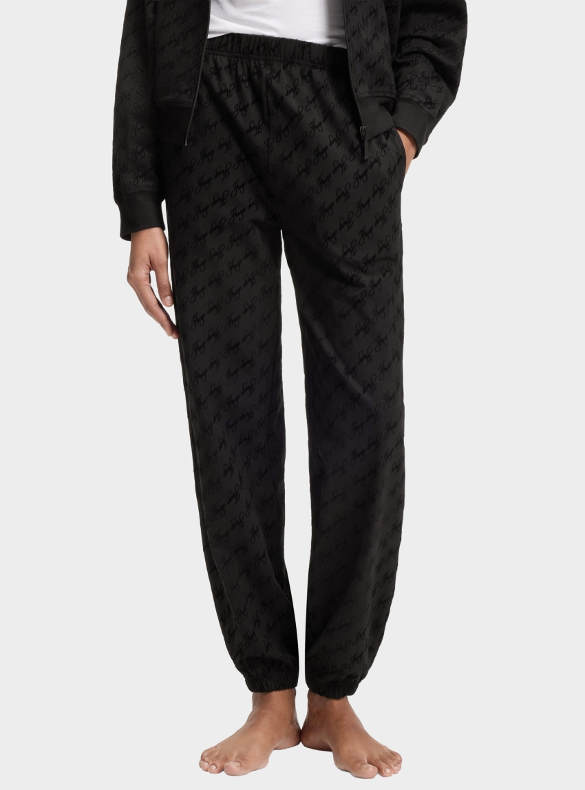HUGO Relaxed-Fit Tracksuit Bottoms With Flocked-Logo Print  FLOKKY_PANT - Black
