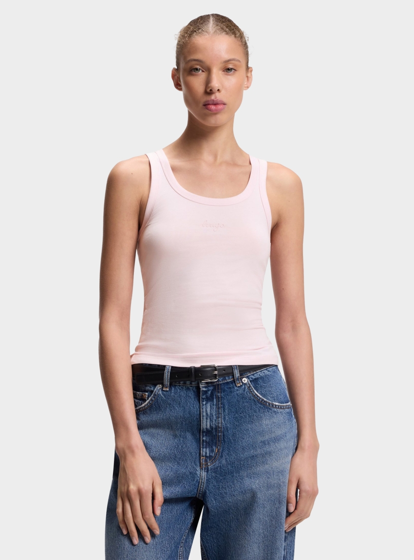HUGO Extra-Slim-Fit Tank Top With Puff-Print Logo Damatank_B_1 - Pink