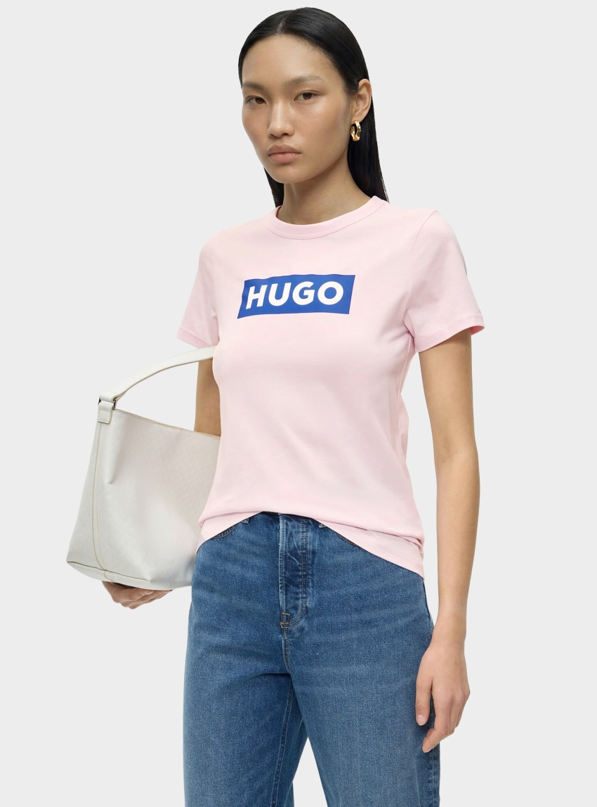 HUGO Slim-Fit T-Shirt In Cotton With Logo Print Classic Tee_B - Pink