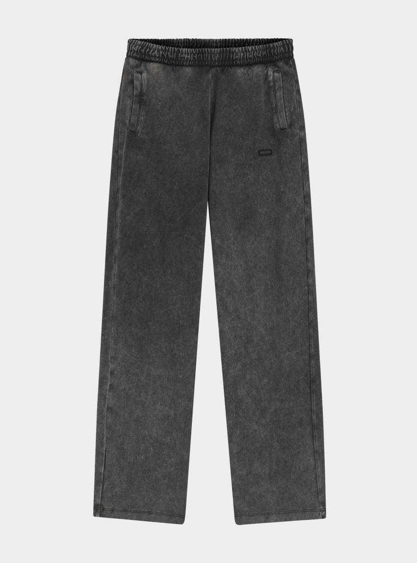 HUGO Wide-Leg Jogpants In Soft Cotton Blend Nopassa_B - Washed Black