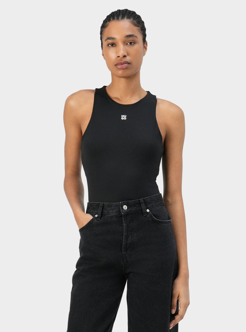 HUGO Stretch-Jersey Bodysuit With Stacked Logo  Dasiel - Black