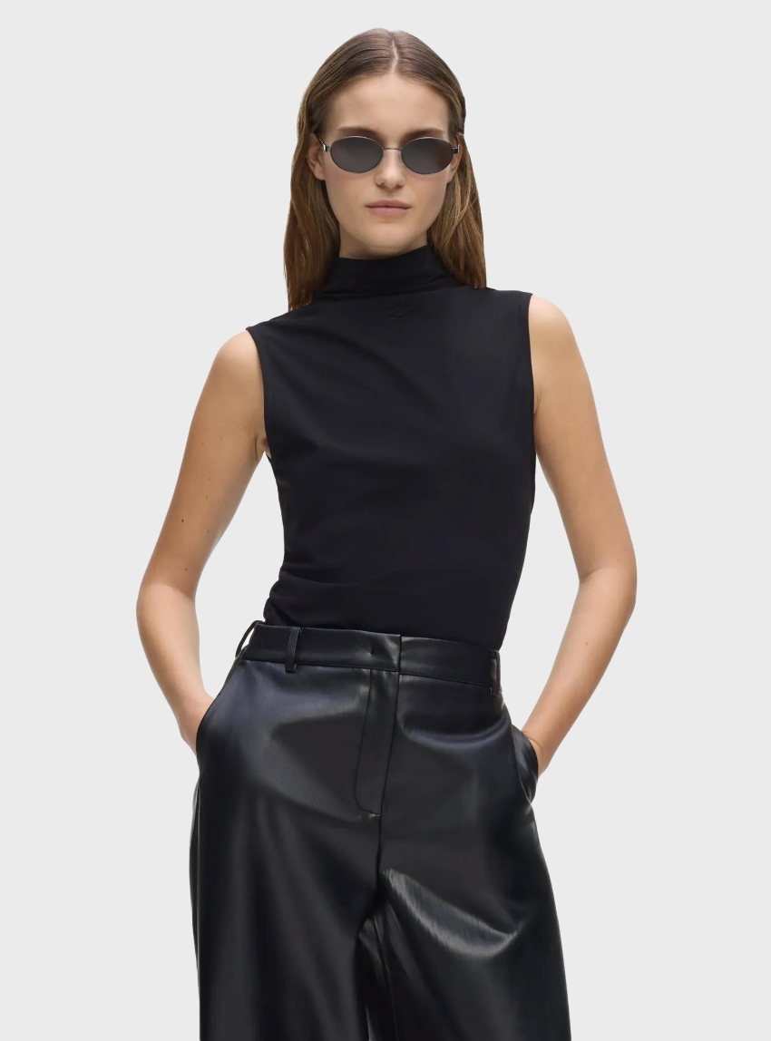 Karl Lagerfeld Mock Neck Tank Top - Black