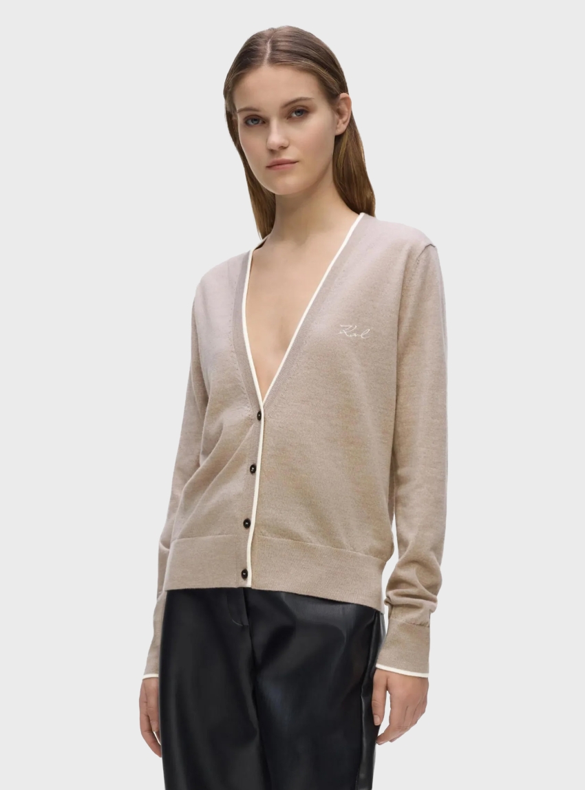 Karl Lagerfeld Essential Merino Wool Sslv Tee - Sand