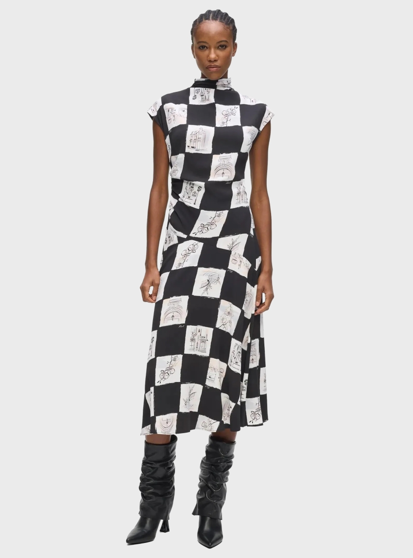 Karl Lagerfeld Printed Dress - Black & White