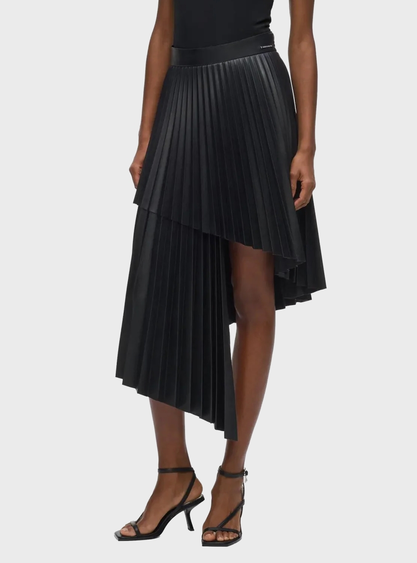 Karl Lagerfeld Pleated Faux-Leather Skirt - Black