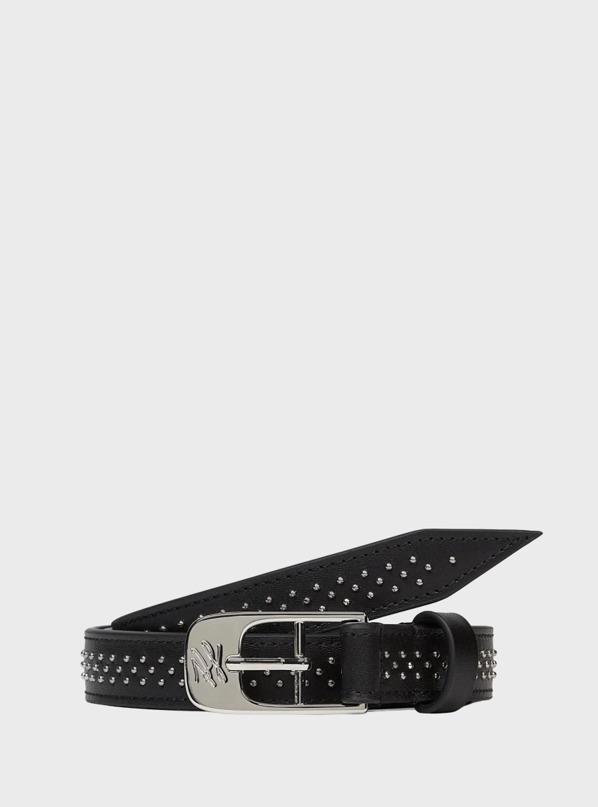 Karl Lagerfeld K/Autograph Studs Leather Belt - Black
