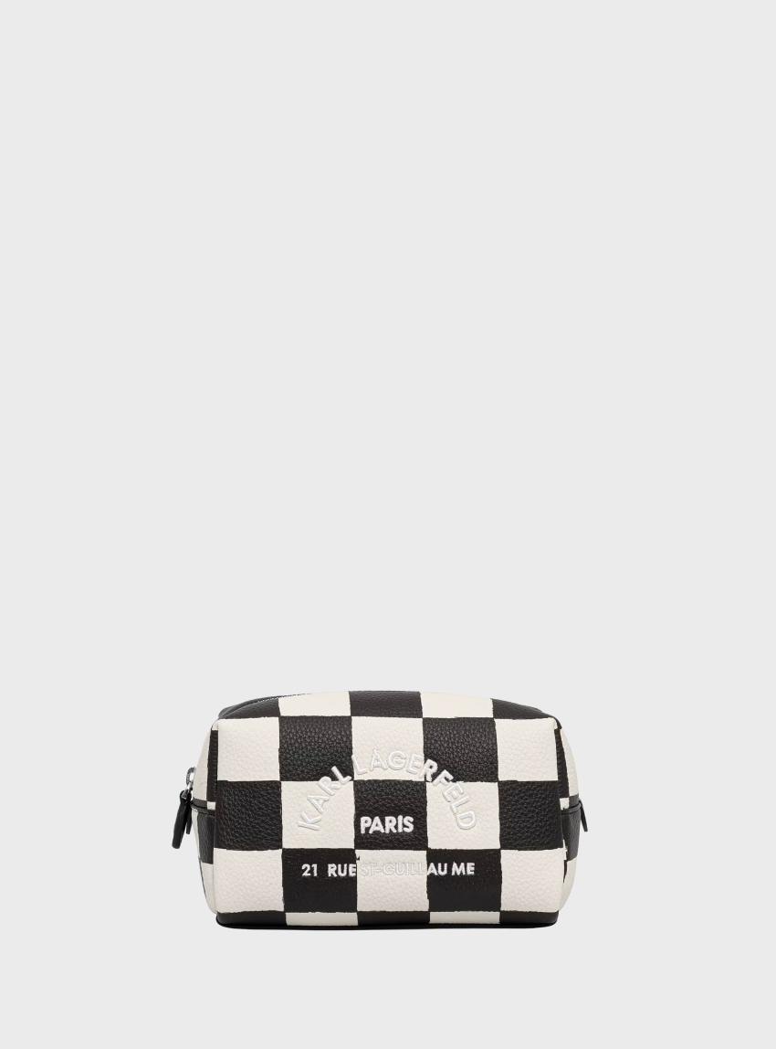 Karl Lagerfeld Rue St-Guillaume Checked Vanity Case - Black & White