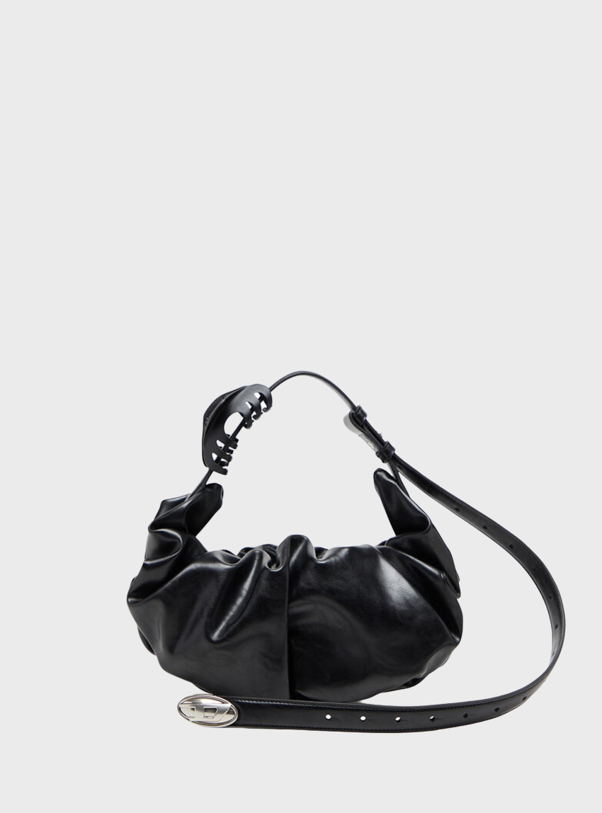 Diesel Grab-D-Small Scruched Hobo Bag - Black