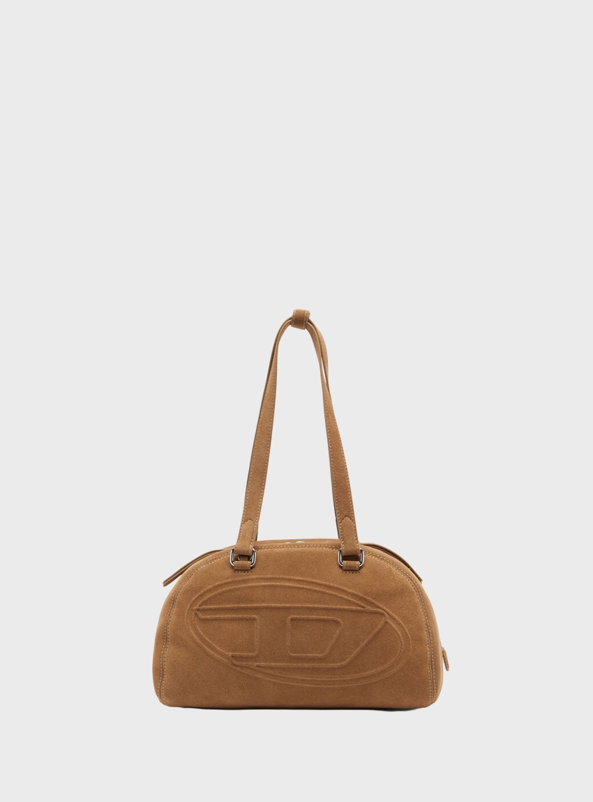Diesel 1Dr Dome-Suede Shoulder Bag With Oval D Logo - Beige
