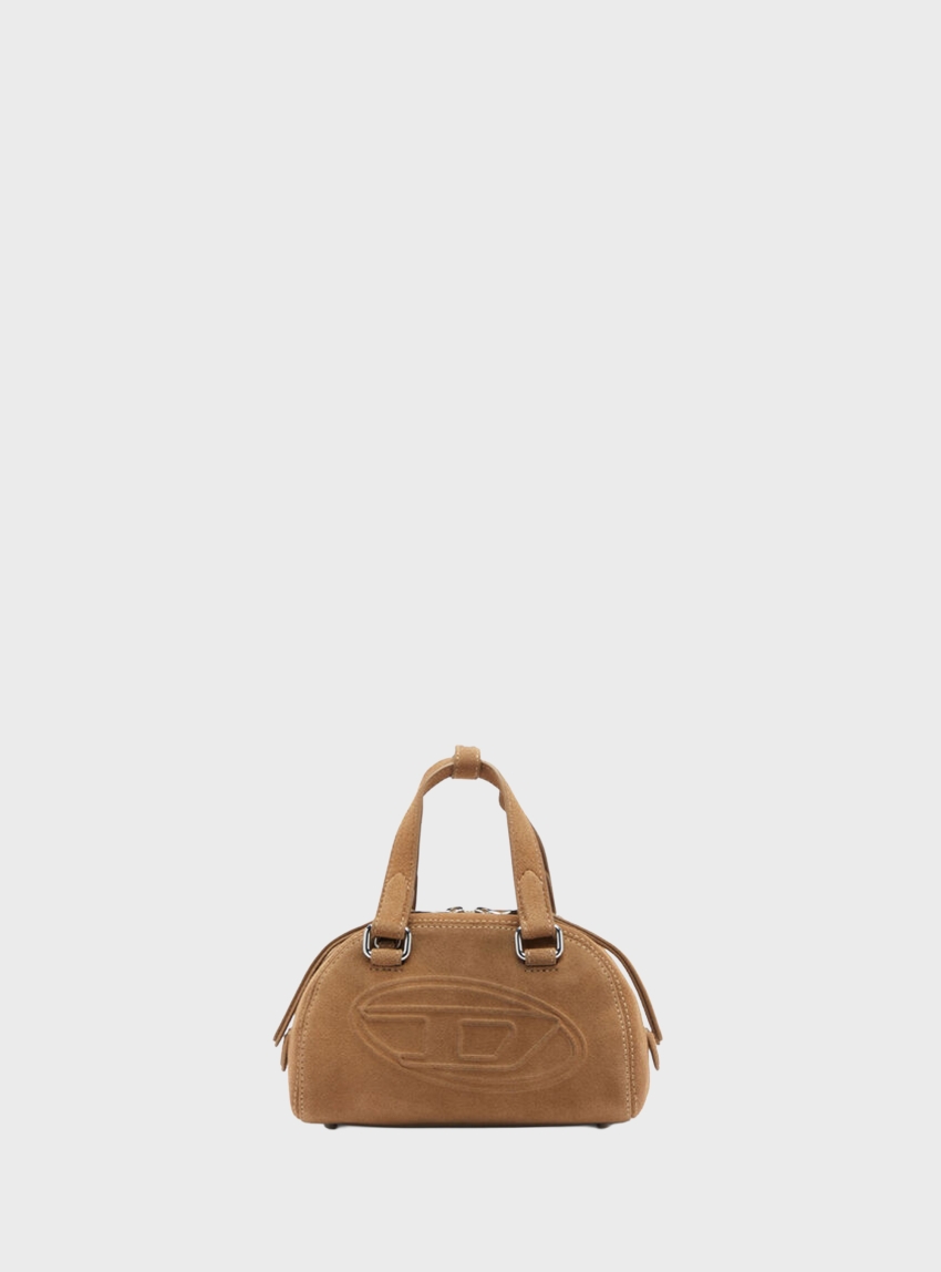 Diesel 1Dr Dome-Suede Small Bowling Bag - Beige