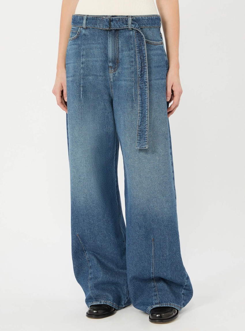 Weekend Max Mara Wide-fit cotton denim jeans - Dark Aged Denim