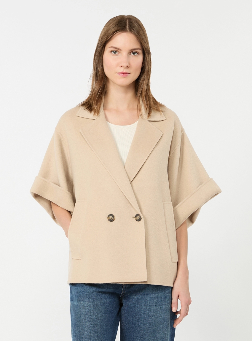 Weekend Max Mara Short wool broadcloth coat - Sand