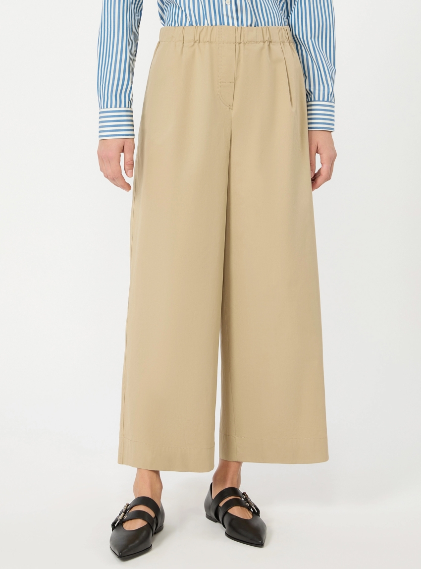 Weekend Max Mara Flared cotton gabardine trousers - Beige