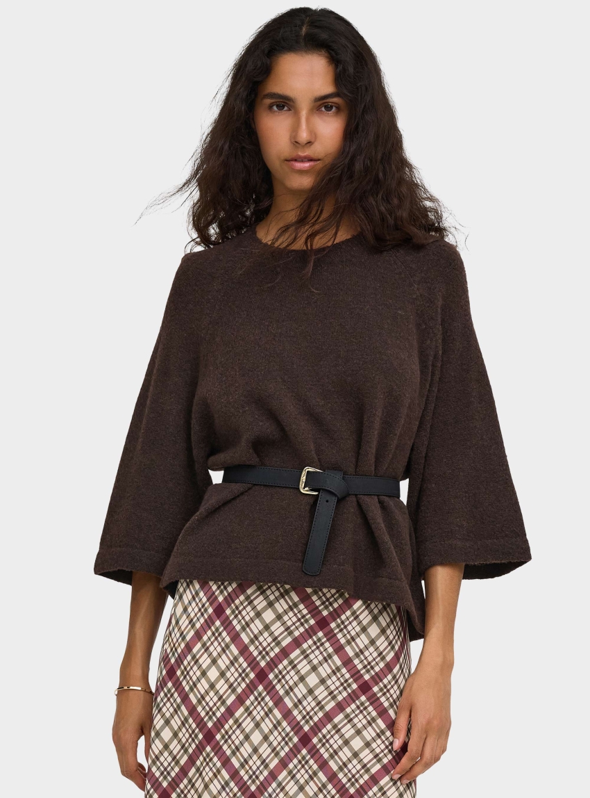 Only Simoni 3/4 Pullover - Dark Brown