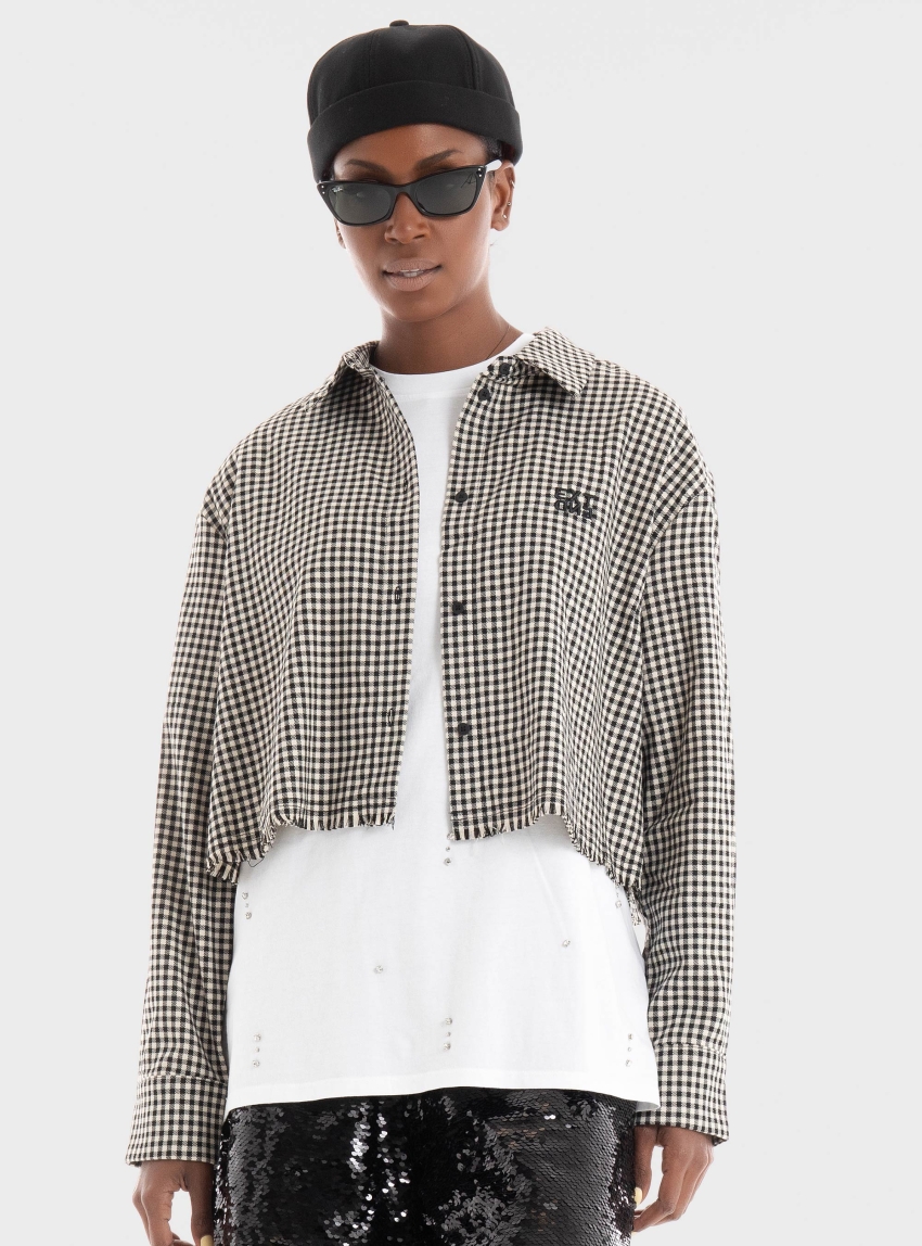 Only Cath Short Check Shirt - Black