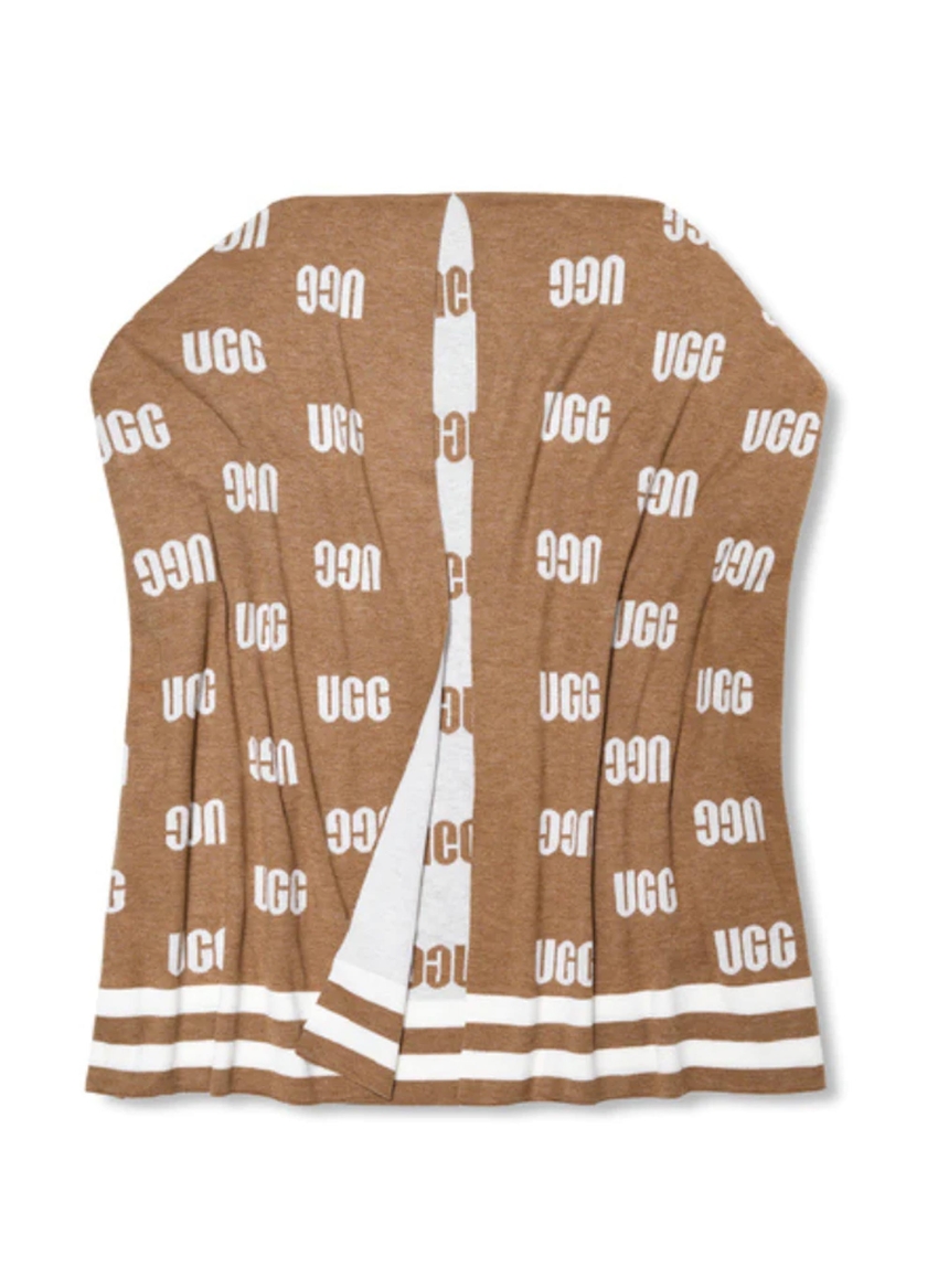 Ugg Graphic Logo Ruana Poncho - Chestnut