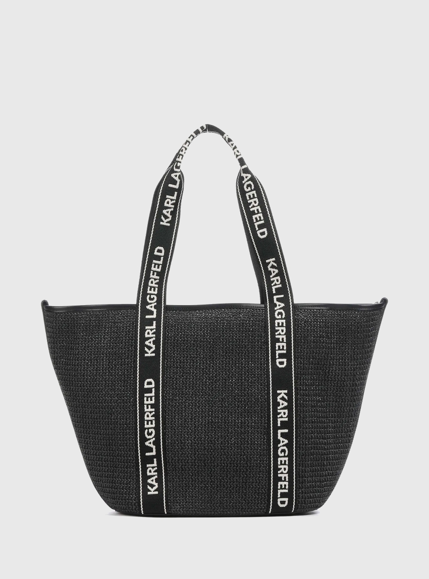 Karl Lagerfeld K/Essential Raffia Bag - Black