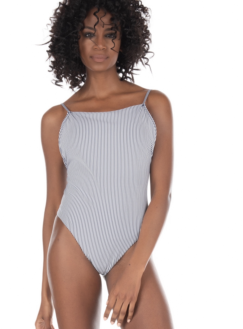 Superdry Seersucker Scooped Swimsuit-Blue