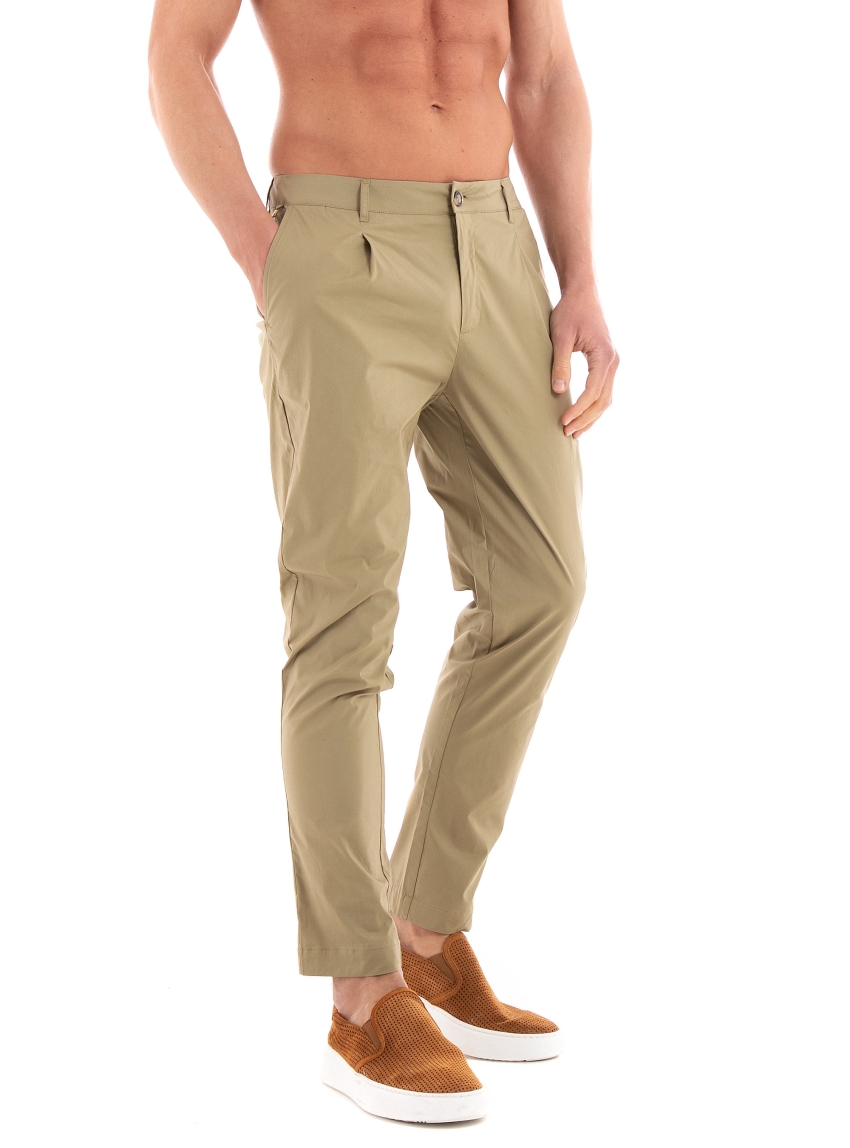 Scotch & Soda Blake Lightweight Poplin Pleated Chino Pants - Khaki