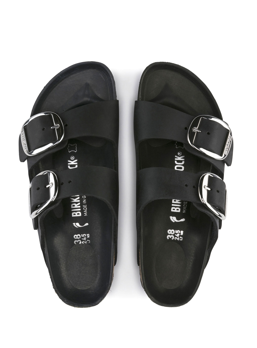 Birkenstock Arizona Big Buckle Oiled Leather Narrow Fit Sandals - Black