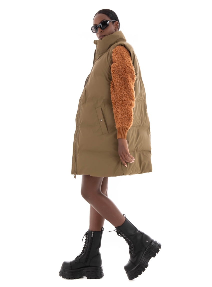 Vero Moda Noe Coated Waistcoat - Dark Beige