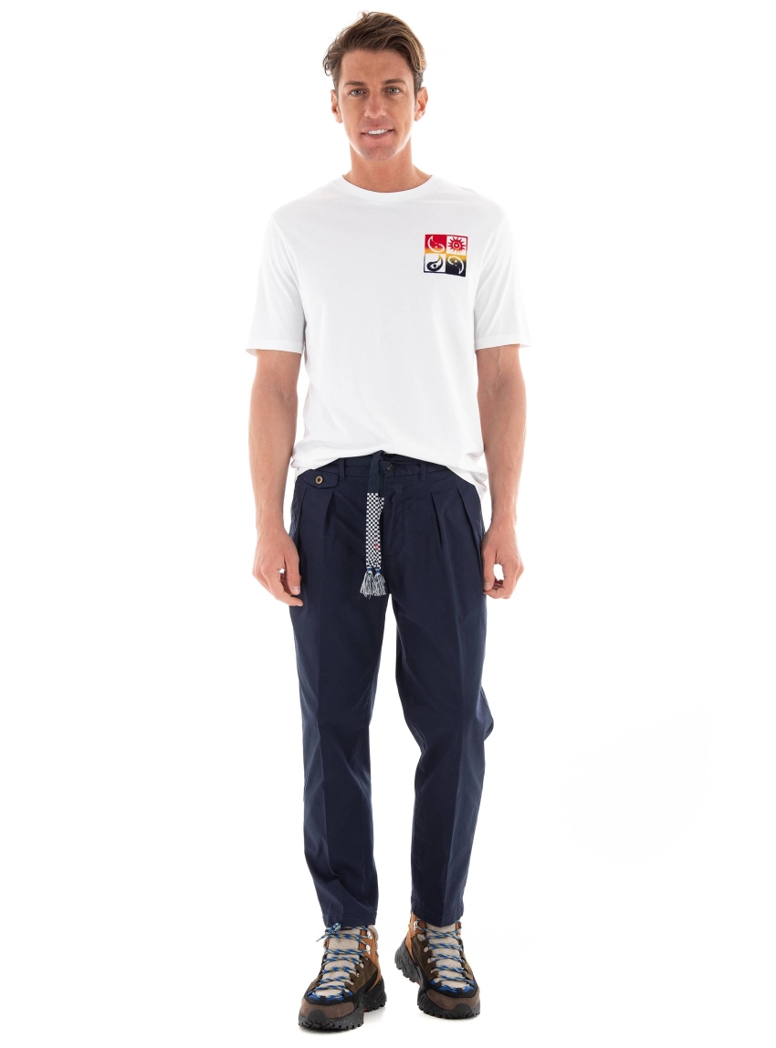 Scotch & Soda Balloon Fit Twill Pleated Chino Pants - Dark Blue