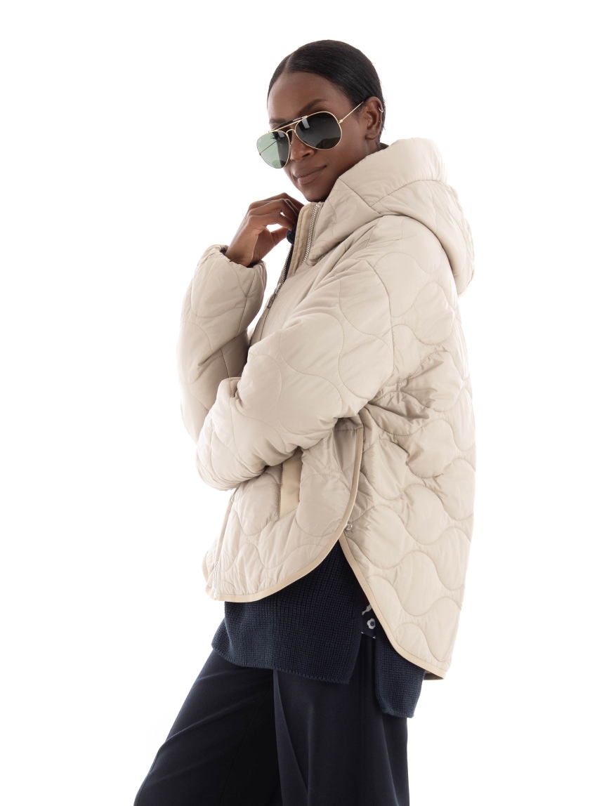 Marc O Polo Quilted Hooded Cape - Cream
