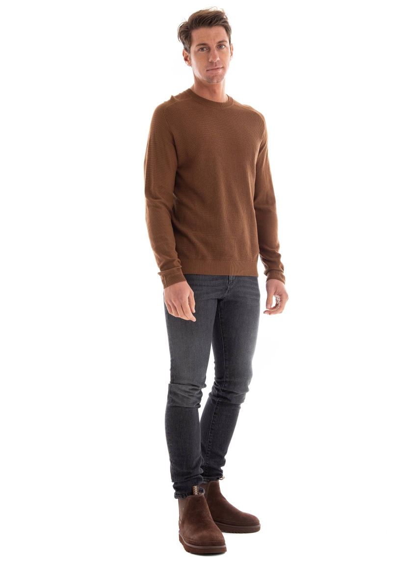 Jack & Jones Premium Anderson Structure Crew Neck Sweater - Chestnut