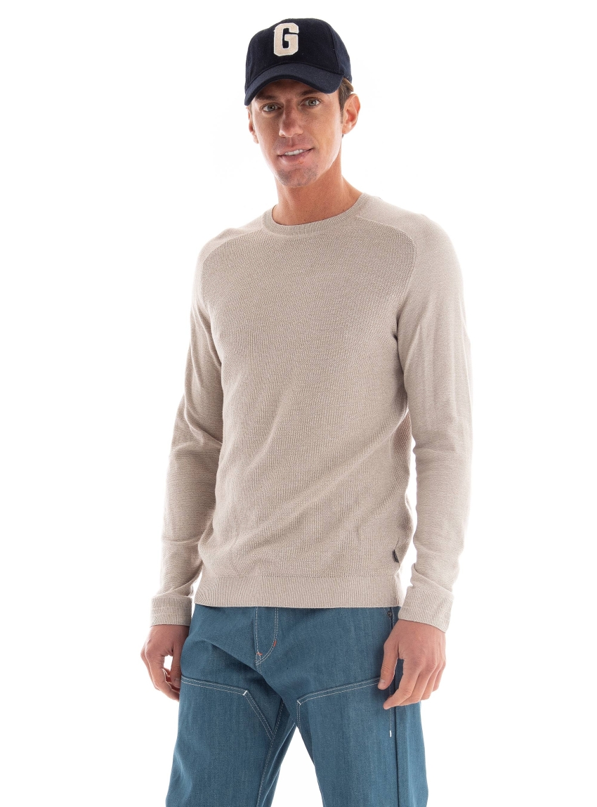 Jack & Jones Premium Anderson Structure Crew Neck Sweater - Light Beige