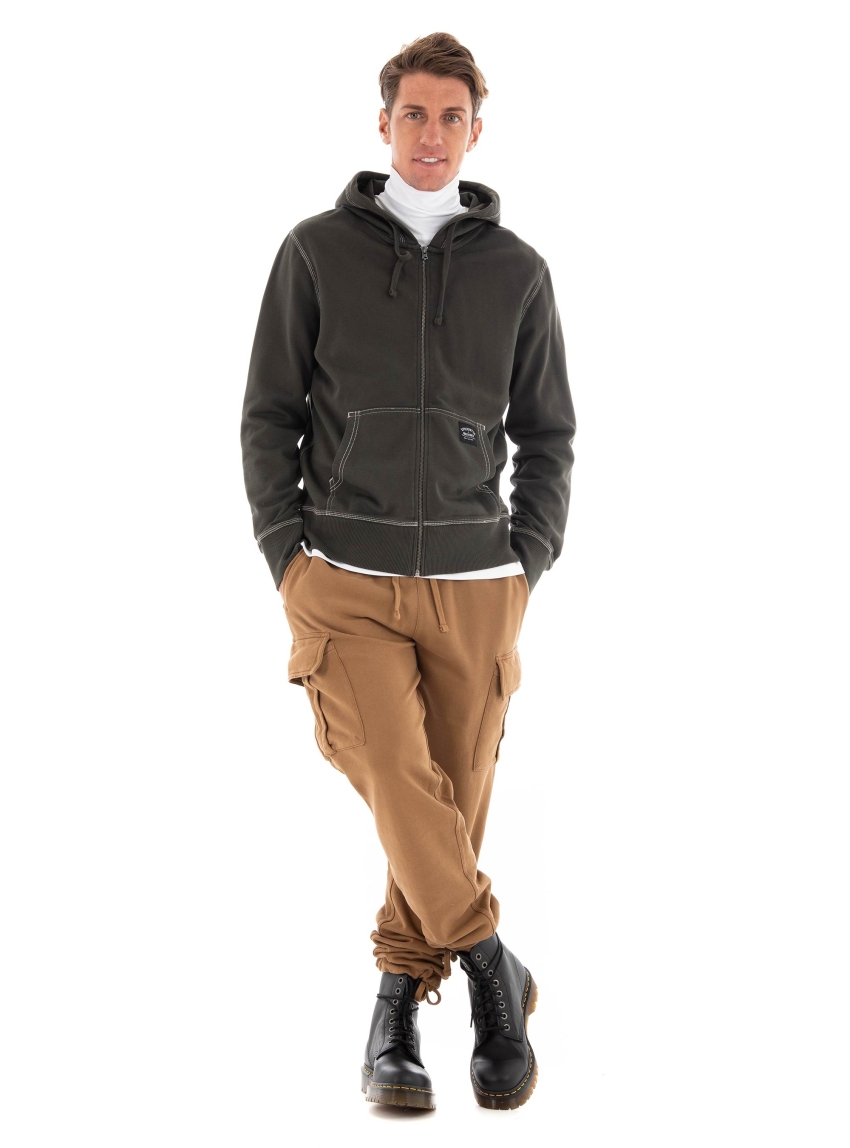 Superdry Contrast Stitch Relax Zip Hoodie - Dark Olive Green