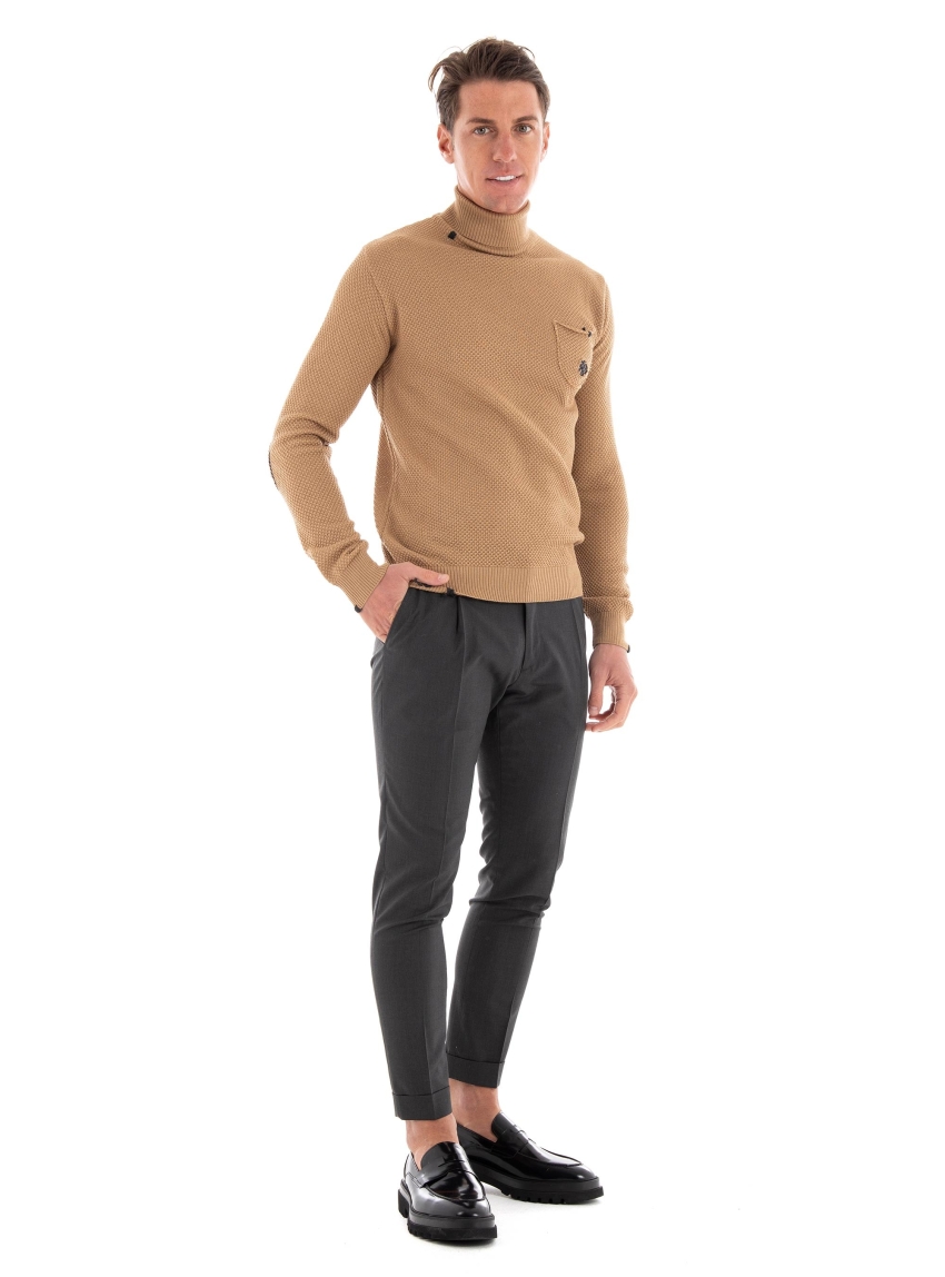 Paul Miranda Roll Neck Knit - Dark Beige