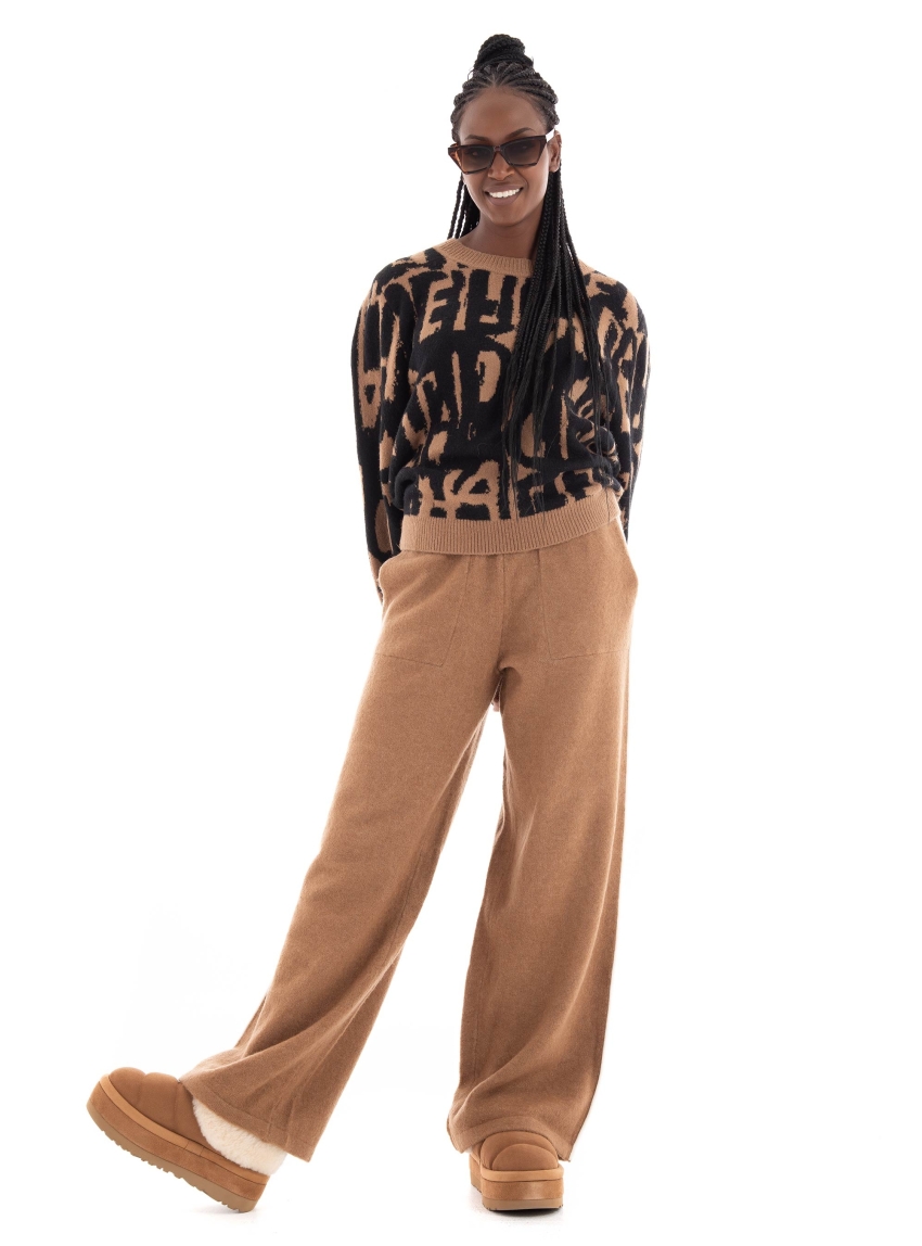 Deha Knit With Jacquard Writings - Light Brown