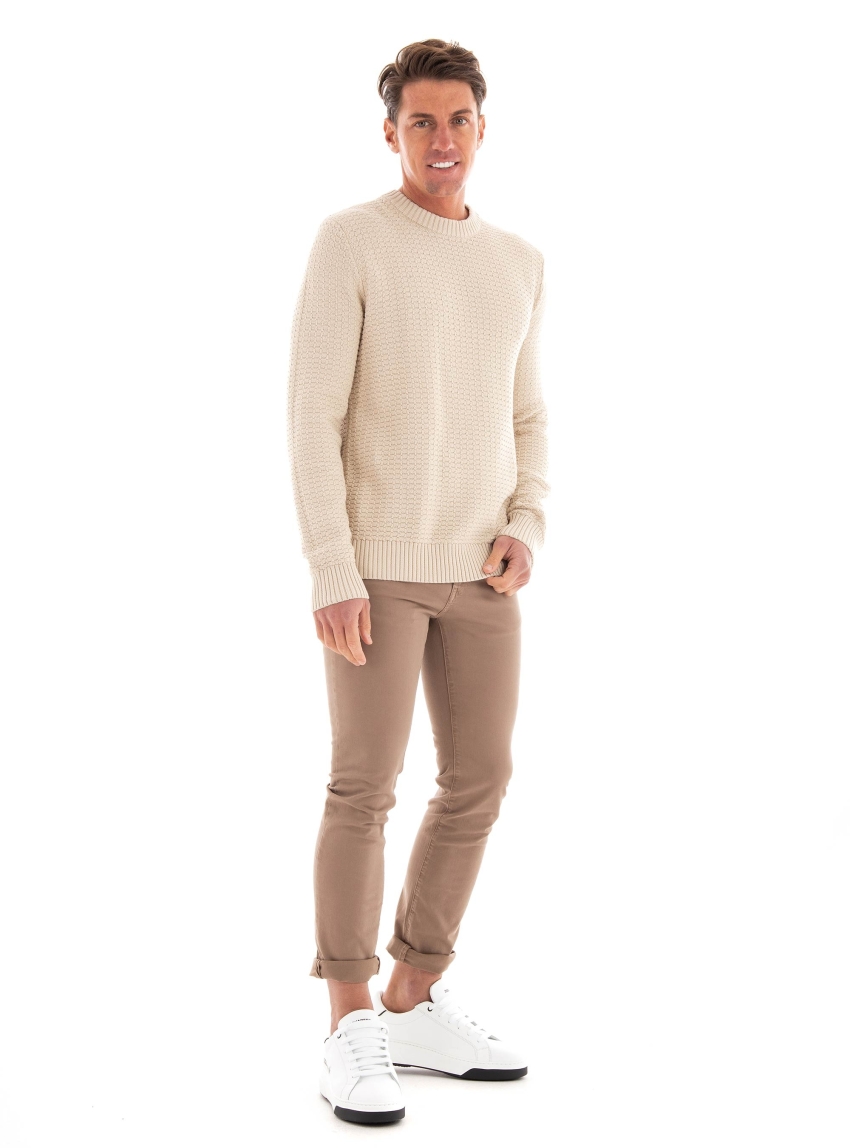 Selected Thim Structure Crew Neck Knit - Light Beige