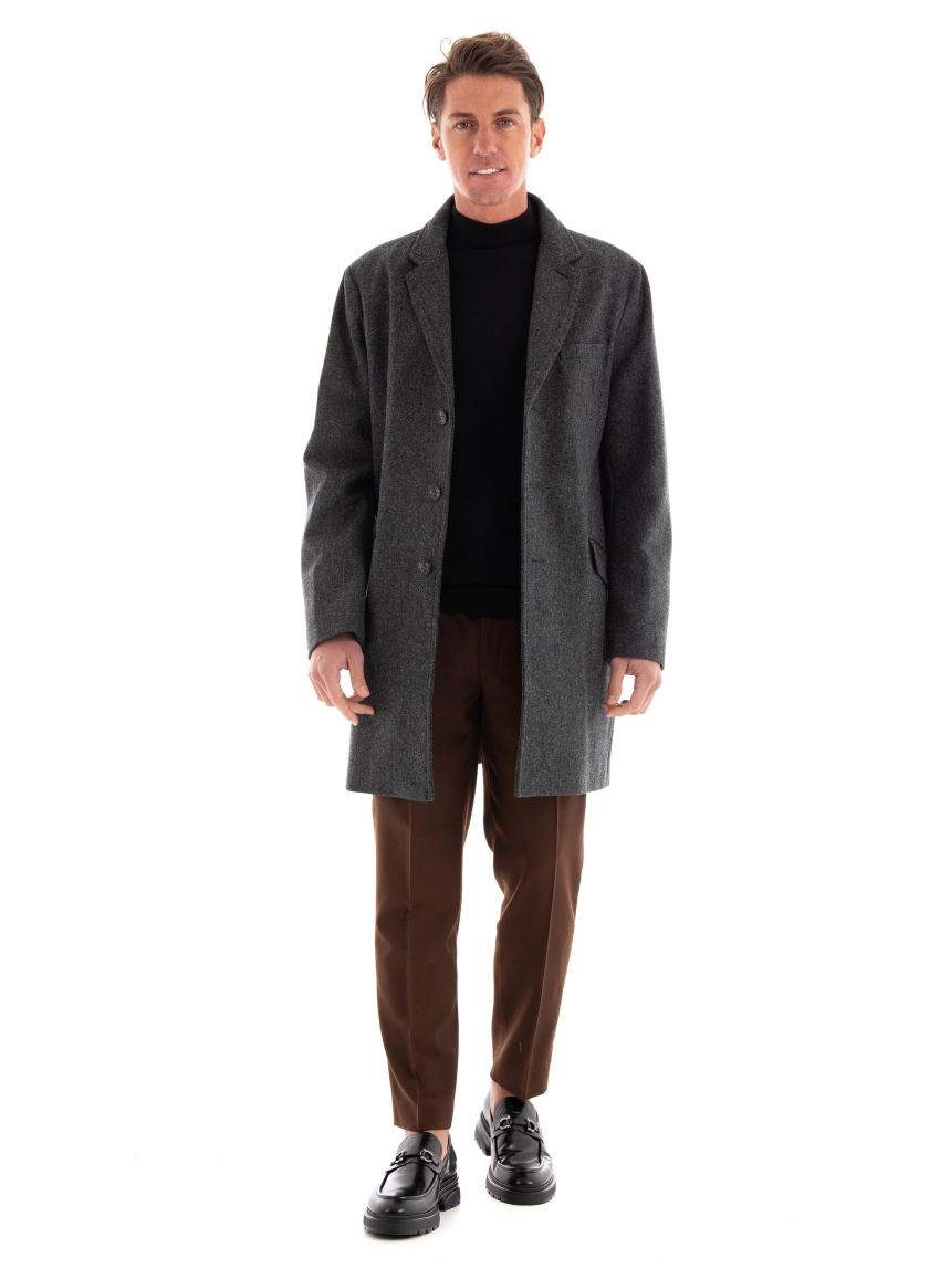 Barbour Harrow Wool Coat - Grey Melange