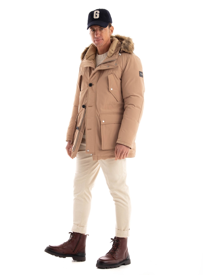 BOSS Water Repellent Hooded Down Jacket Dadico - Beige