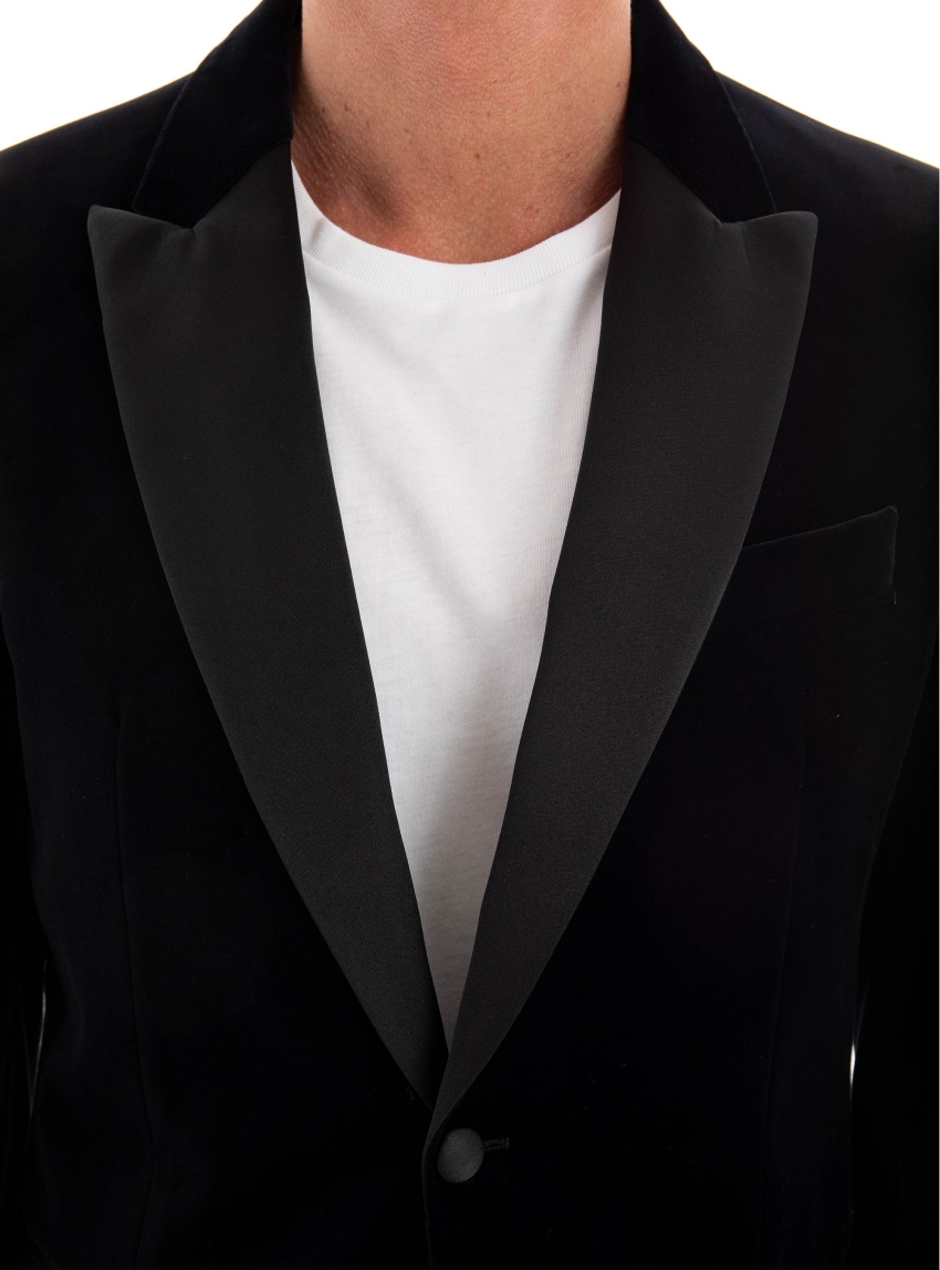 BOSS Slim Fit Tuxedo Velvet Blazer H-Hutson-Tux-231 - Black