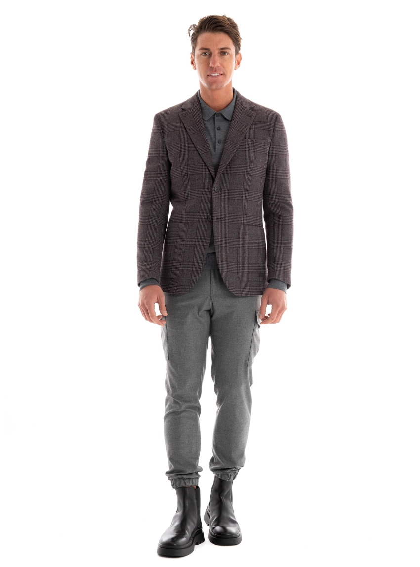 Selected Slim Fit Callum Check Blazer - Dark Grey