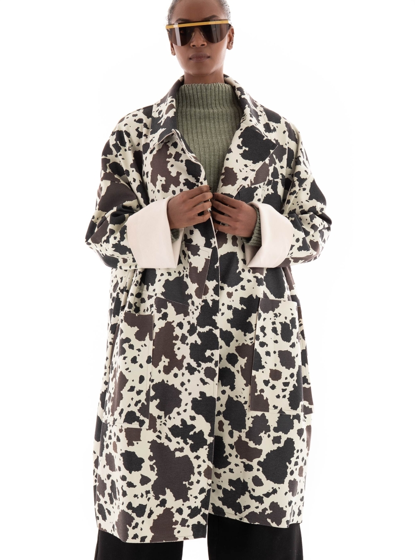 Collectiva Noir Cn Patch Coat - Animal Print