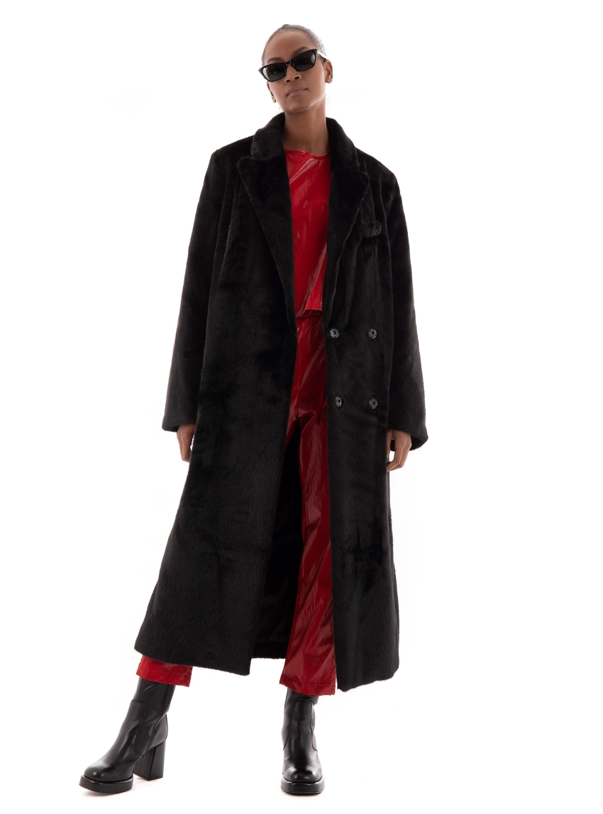 Jakke Fay Tailored Faux Fur Coat - Black