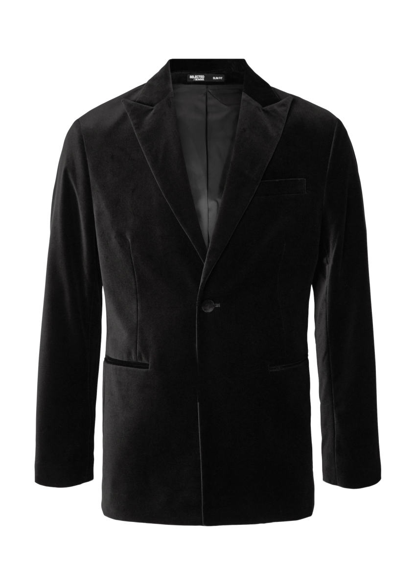Selected Slim-Hale Velvet Blazer - Black