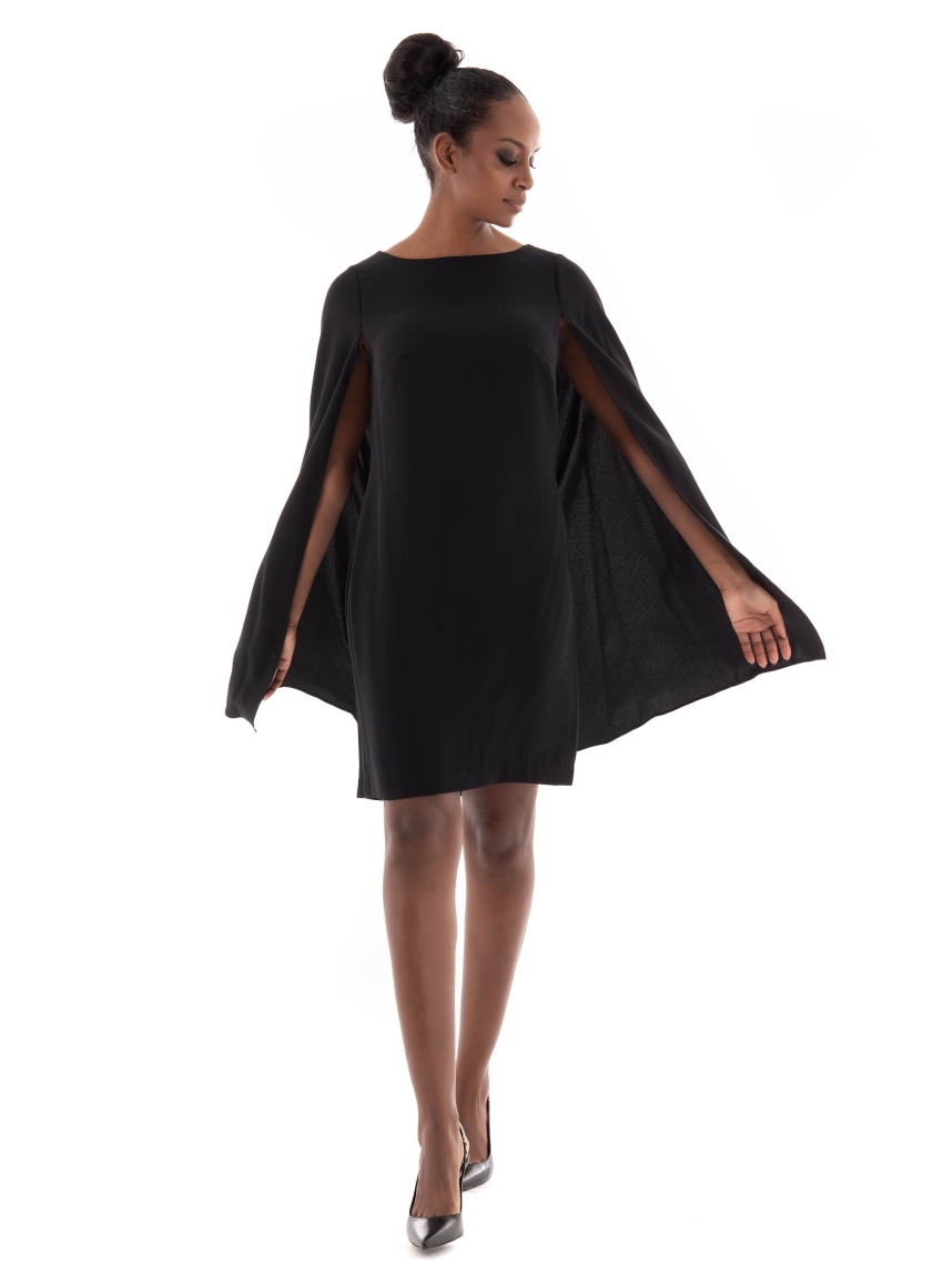 LAUREN Ralph Lauren Cape Georgette Cocktail Dress - Black