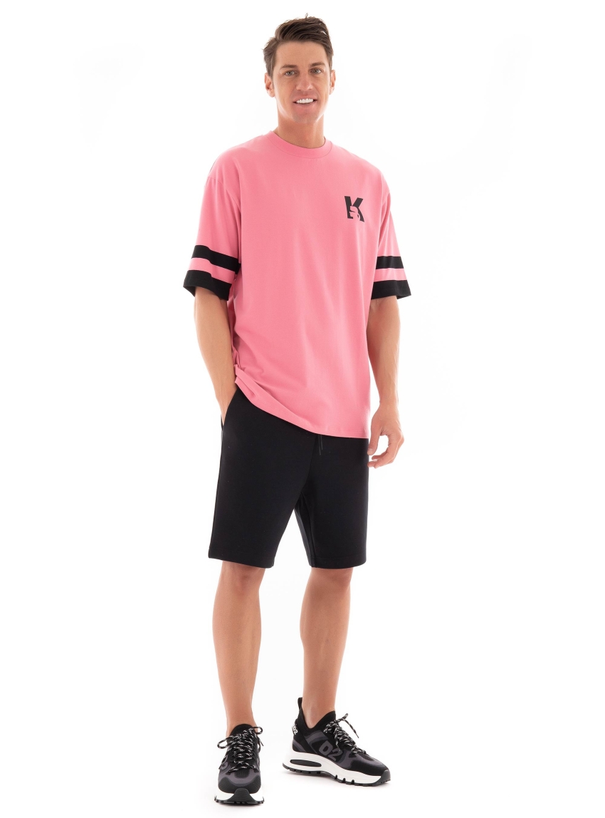 Karl Lagerfeld Oversise Fit 3D K Logo Print T-Shirt - Dusty Pink