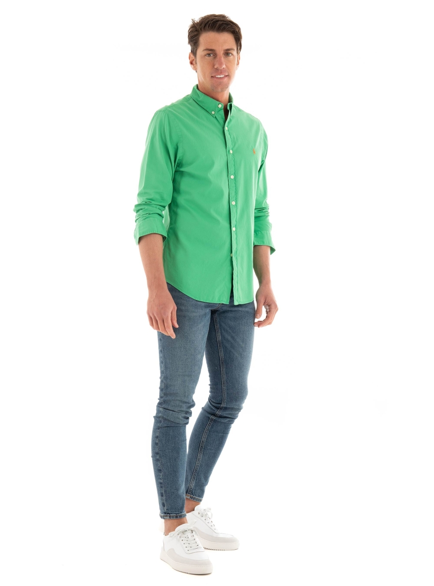 Polo Ralph Lauren Slim Fit Garment-Dyed Twill Shirt - Light Green
