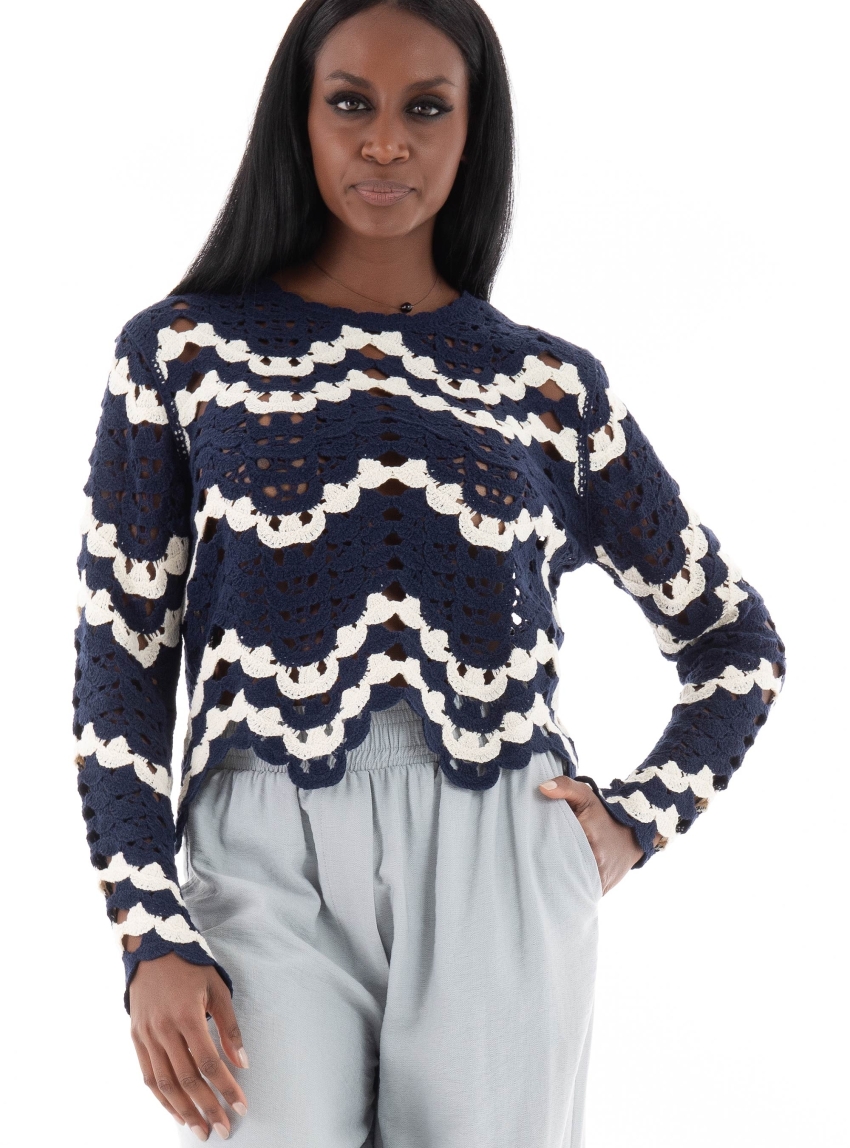 Vero Moda Venus O-Neck Knit Top - Navy