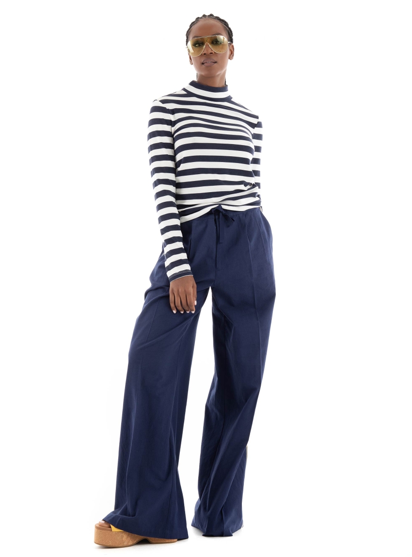 Scotch & Soda Eleni High Rise Wide Leg Pants - Navy