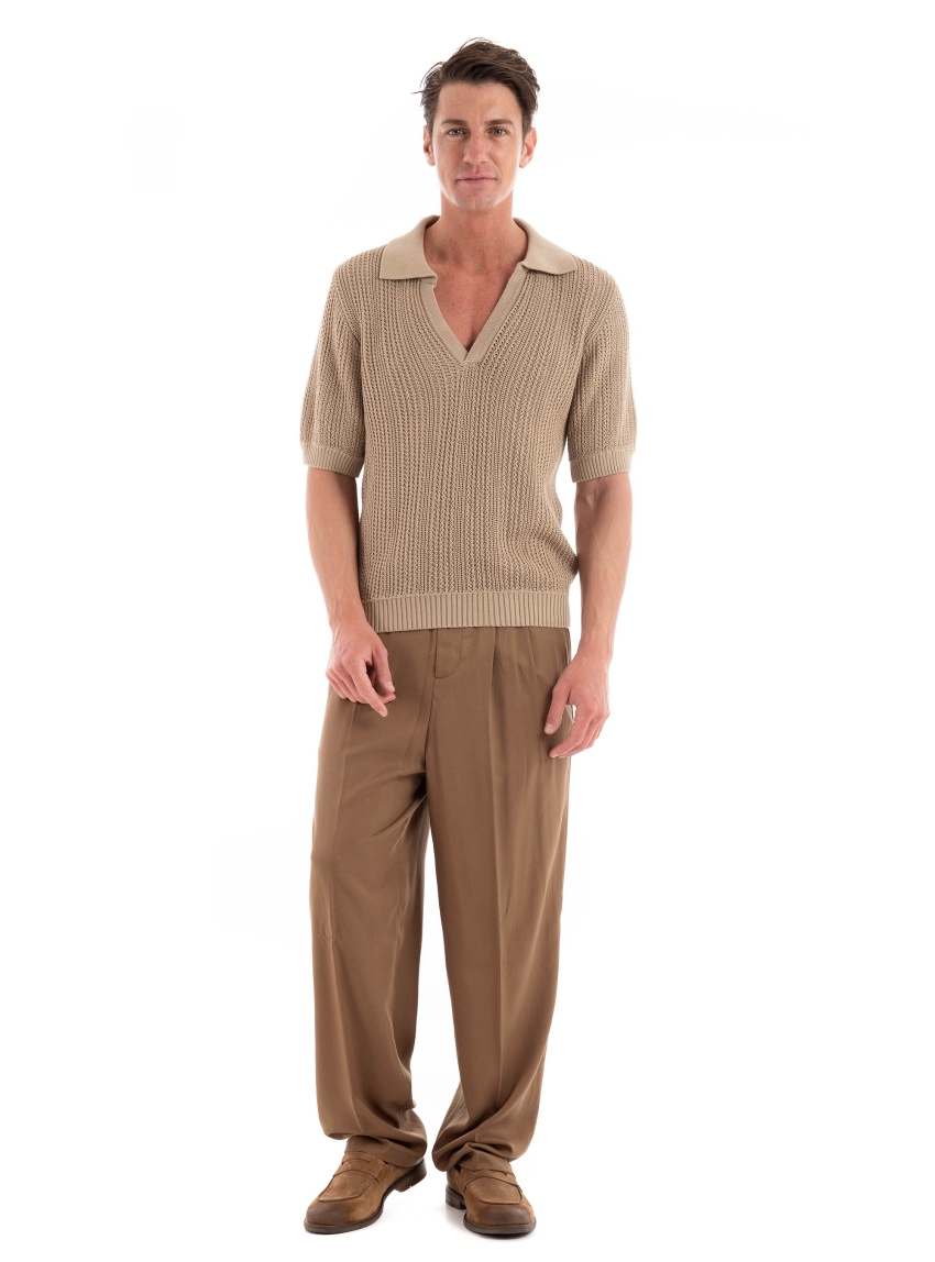 I'm Brian Knit Polo Shirt - Dark Beige